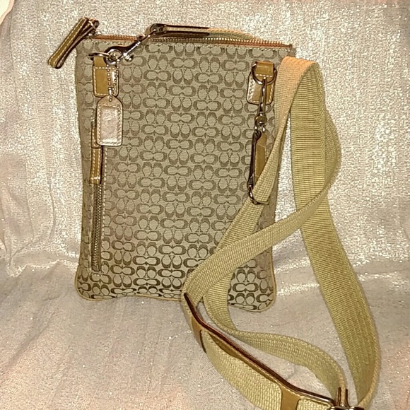 Coach Tan Jacard and Leather Messenger Bag - Picture 2 of 7